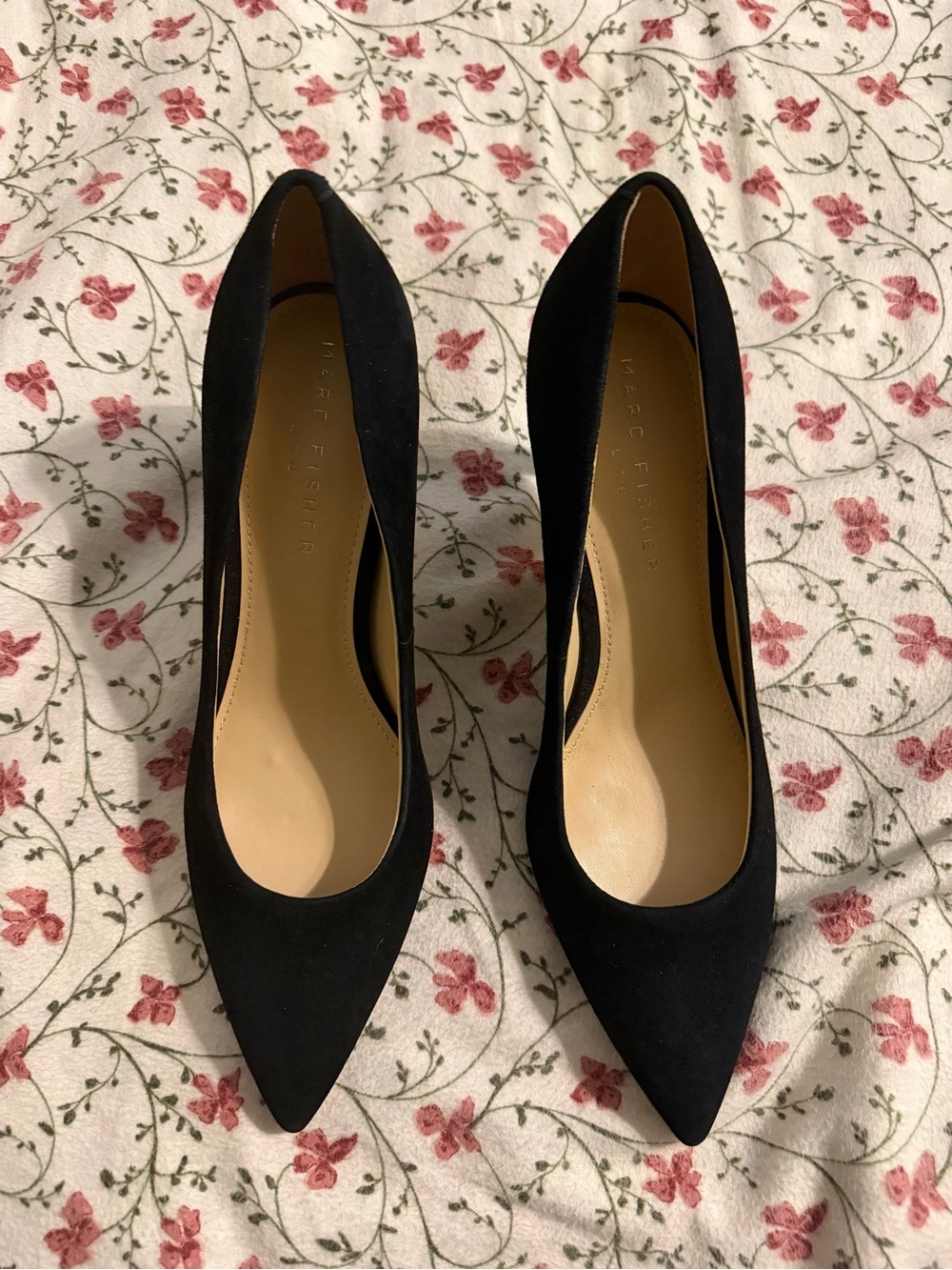 Marc Fisher Black Suede Heels-9.5